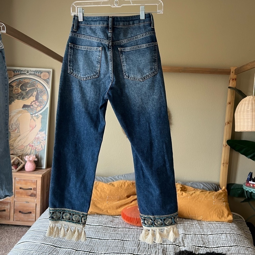 Topshop Moto Jeans with bohemian Tassel Hem - Picture 3 of 4